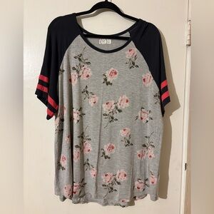 Floral Raglan Short Sleeve Tee